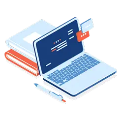 Ordenador portátil y cuadernos